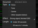 A smartphone screen to report an incident of jamming.